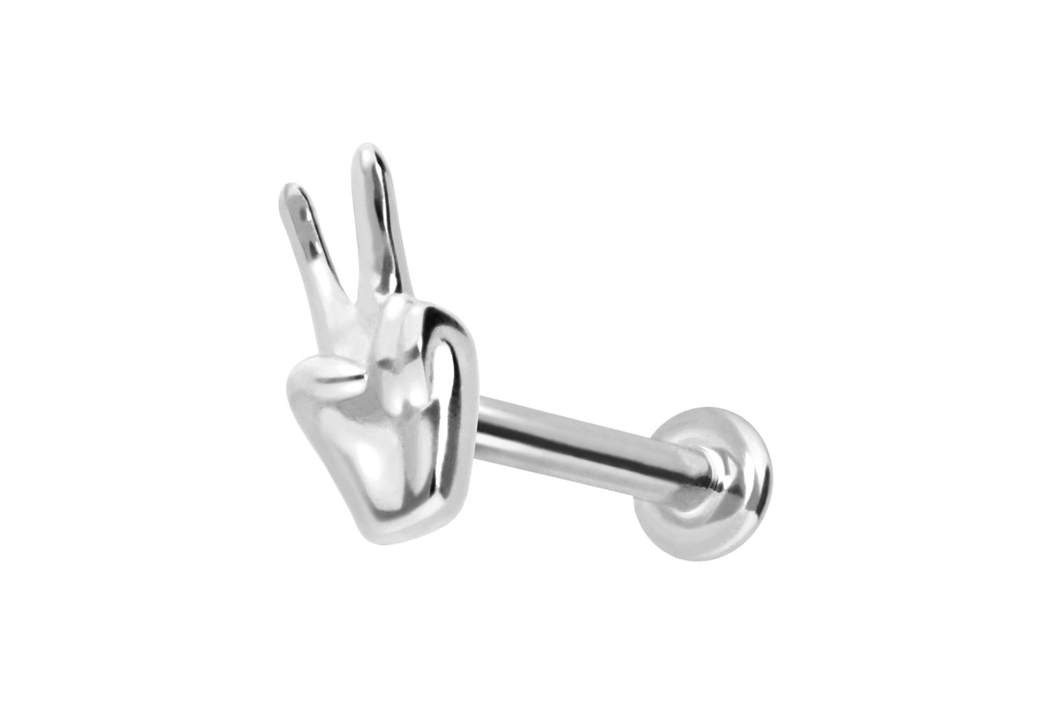 14 Karat Gold Labret Piercing mit Innengewinde PEACE-ZEICHEN